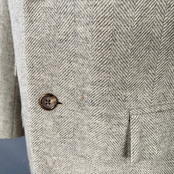 RALPH LAUREN Size 38 Regular Grey Light Grey Herringbone Camel Hair Sport Coat - Picture 7 of 10